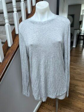 Ladies Maison Wheat Grey Long Sleeve Aire Micro Modal Tee Shirt XL